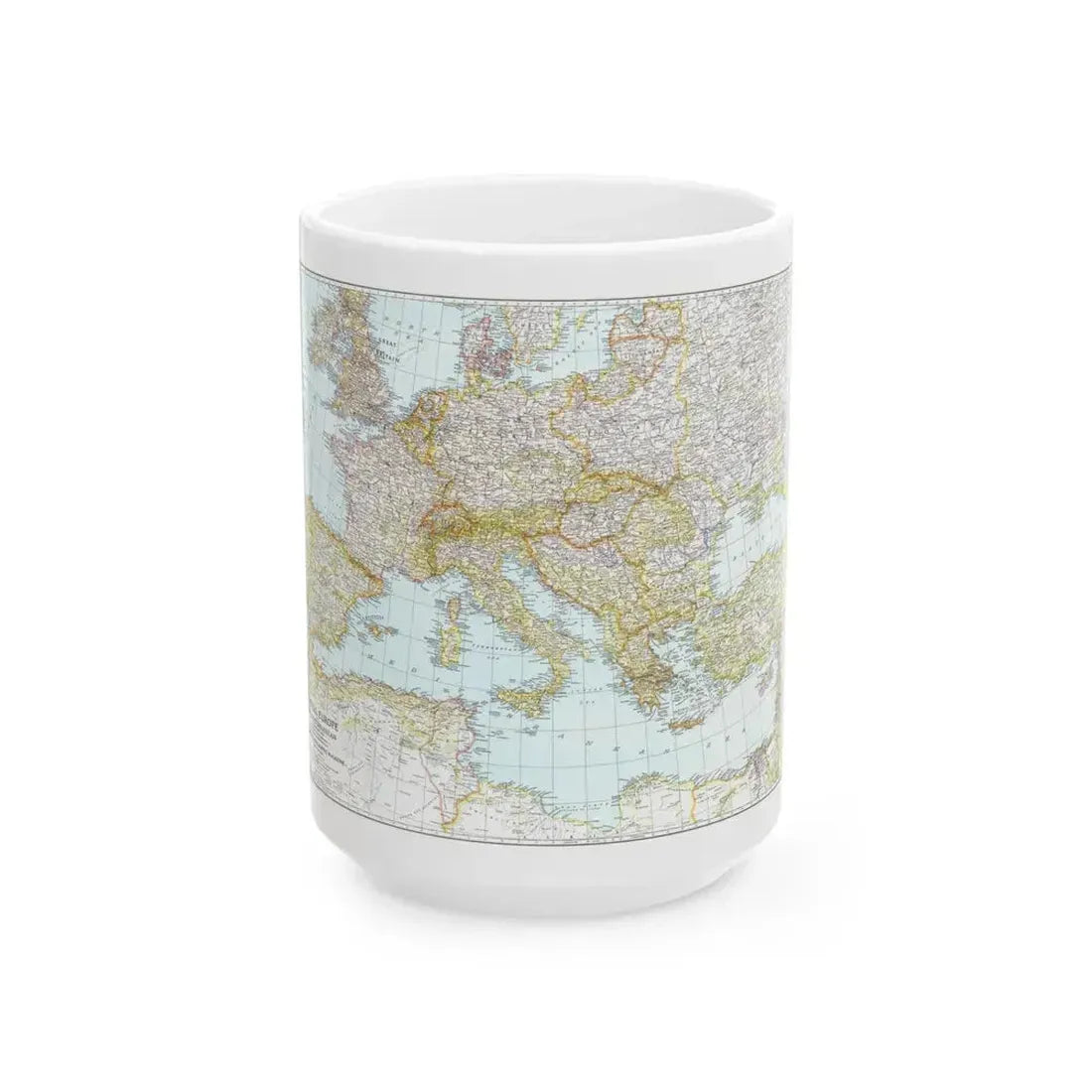 Europe, Central & Mediterranean Sept-1st (1939) (Map) White Coffee Mug 15oz - Go Mug Yourself
