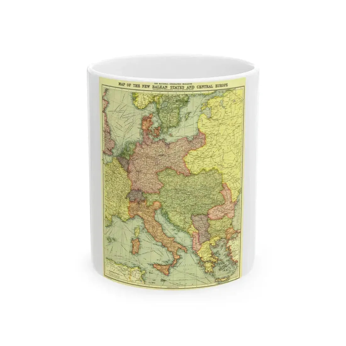 Europe, Central & the Balkan States (1915) (Map) White Coffee Mug 11oz - Go Mug Yourself
