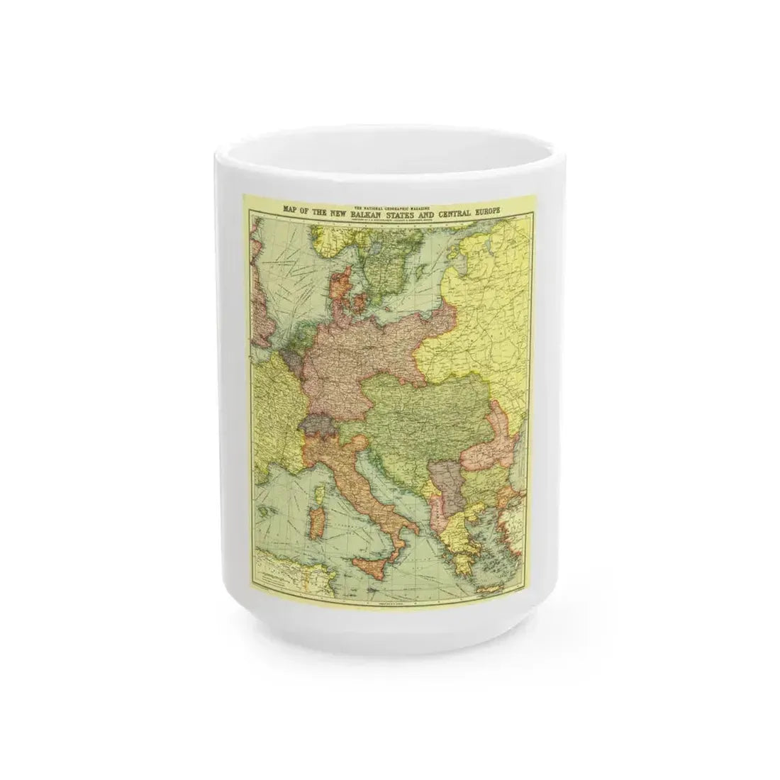 Europe, Central & the Balkan States (1915) (Map) White Coffee Mug 15oz - Go Mug Yourself