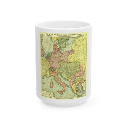 Europe, Central & the Balkan States (1915) (Map) White Coffee Mug 15oz - Go Mug Yourself
