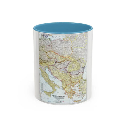 Europe - Central & the Balkan States (1951) (Map) Accent Coffee Mug 11oz Light Blue - Go Mug Yourself