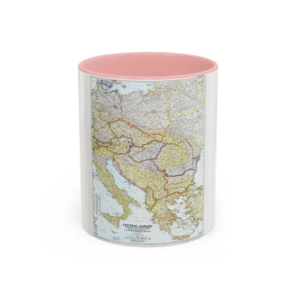 Europe - Central & the Balkan States (1951) (Map) Accent Coffee Mug 11oz Pink - Go Mug Yourself