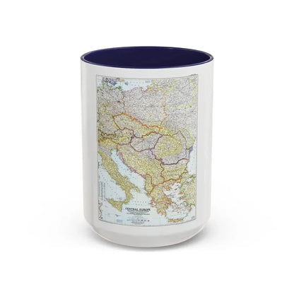 Europe - Central & the Balkan States (1951) (Map) Accent Coffee Mug 15oz Navy - Go Mug Yourself