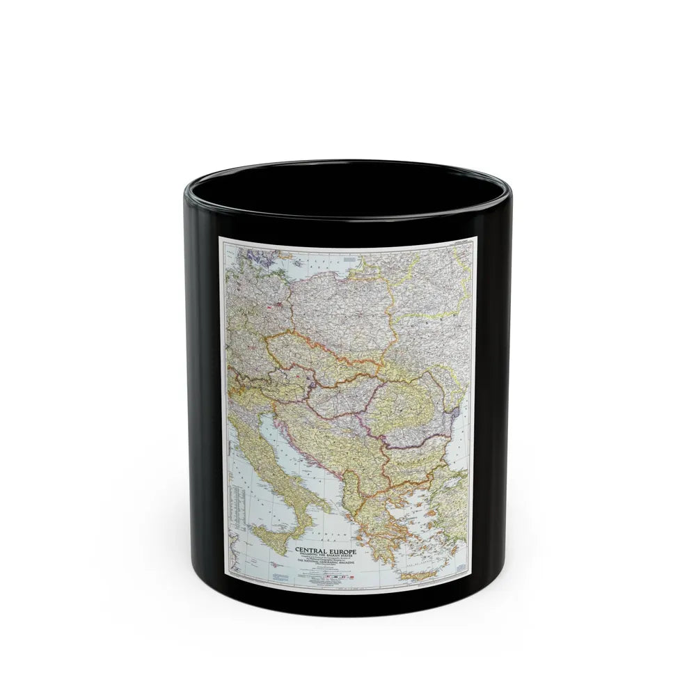 Europe - Central & the Balkan States (1951) (Map) Black Coffee Mug-11oz-Go Mug Yourself