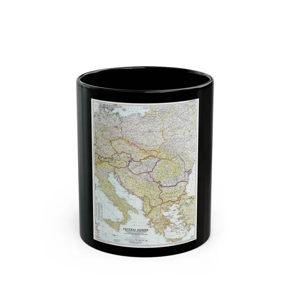 Europe - Central & the Balkan States (1951) (Map) Black Coffee Mug 11oz - Go Mug Yourself