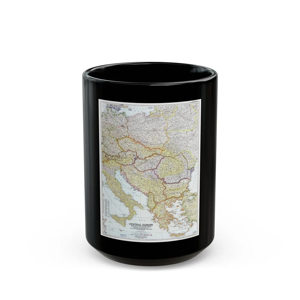 Europe - Central & the Balkan States (1951) (Map) Black Coffee Mug-15oz-Go Mug Yourself