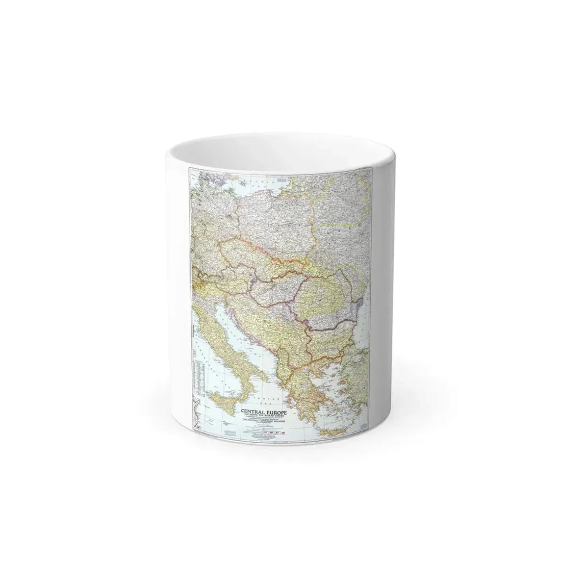 Europe - Central & the Balkan States (1951) (Map) Color Changing Mug 11oz Default Title - Go Mug Yourself