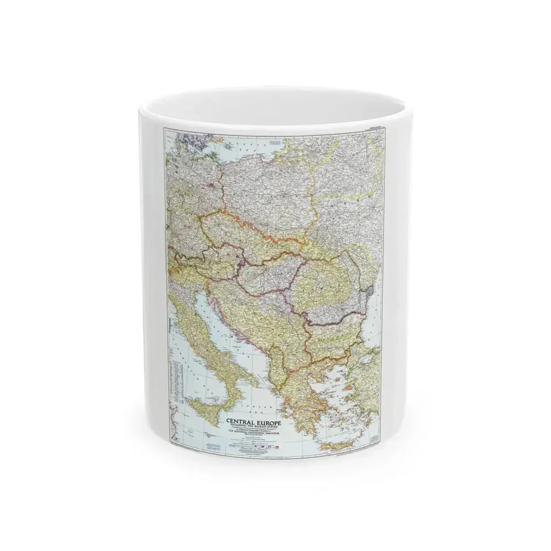 Europe - Central & the Balkan States (1951) (Map) White Coffee Mug 11oz - Go Mug Yourself