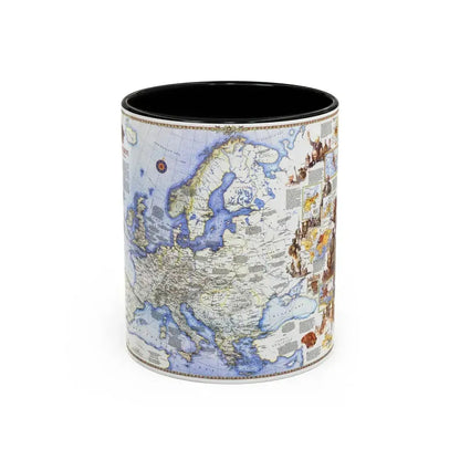 Europe - History The Major Turning Points (1983) (Map) Accent Coffee Mug 11oz Black - Go Mug Yourself