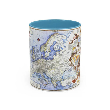 Europe - History The Major Turning Points (1983) (Map) Accent Coffee Mug 11oz Light Blue - Go Mug Yourself