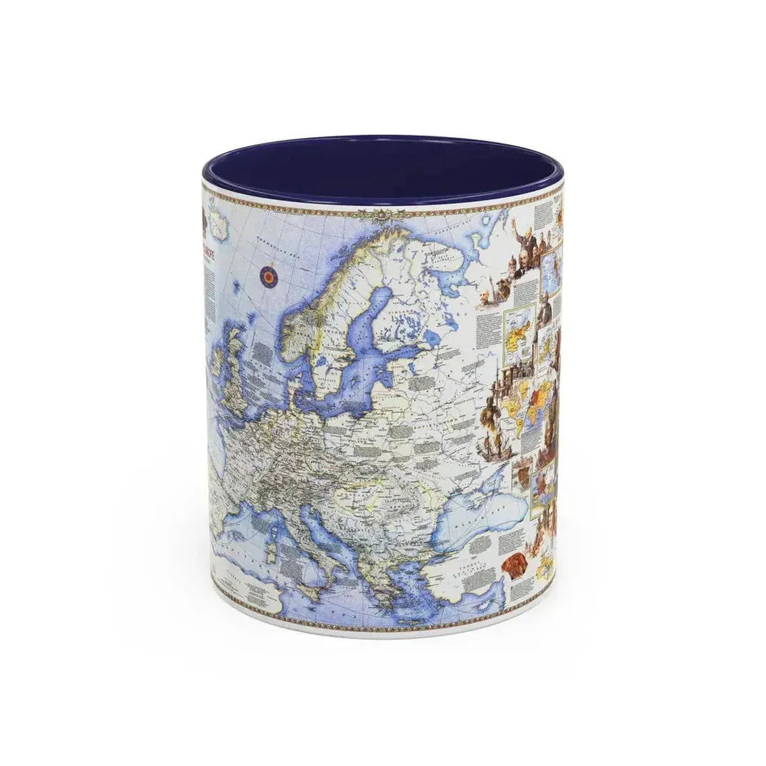 Europe - History The Major Turning Points (1983) (Map) Accent Coffee Mug 11oz Navy - Go Mug Yourself