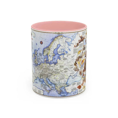 Europe - History The Major Turning Points (1983) (Map) Accent Coffee Mug 11oz Pink - Go Mug Yourself
