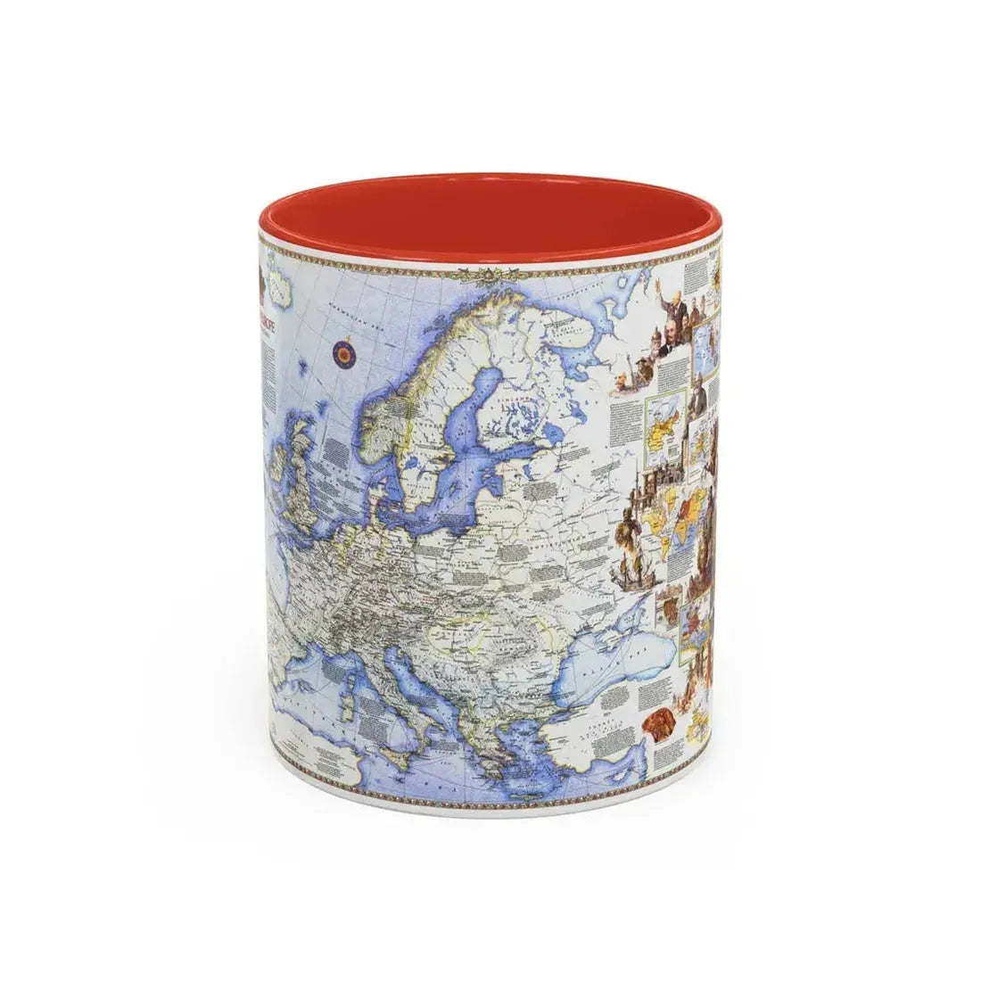 Europe - History The Major Turning Points (1983) (Map) Accent Coffee Mug 11oz Red - Go Mug Yourself