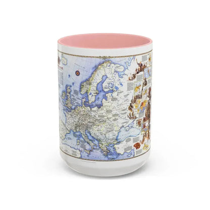 Europe - History The Major Turning Points (1983) (Map) Accent Coffee Mug 15oz Pink - Go Mug Yourself