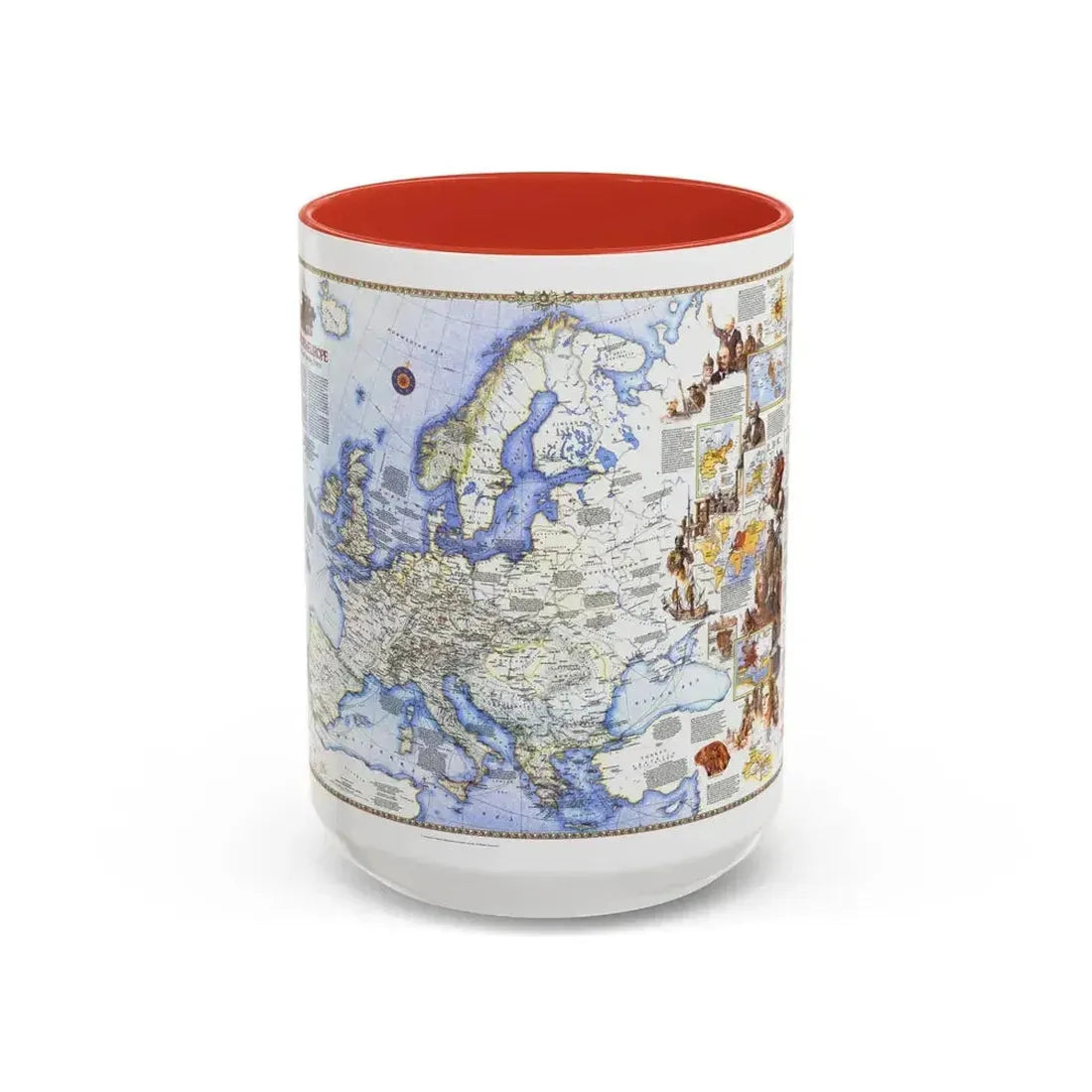 Europe - History The Major Turning Points (1983) (Map) Accent Coffee Mug 15oz Red - Go Mug Yourself