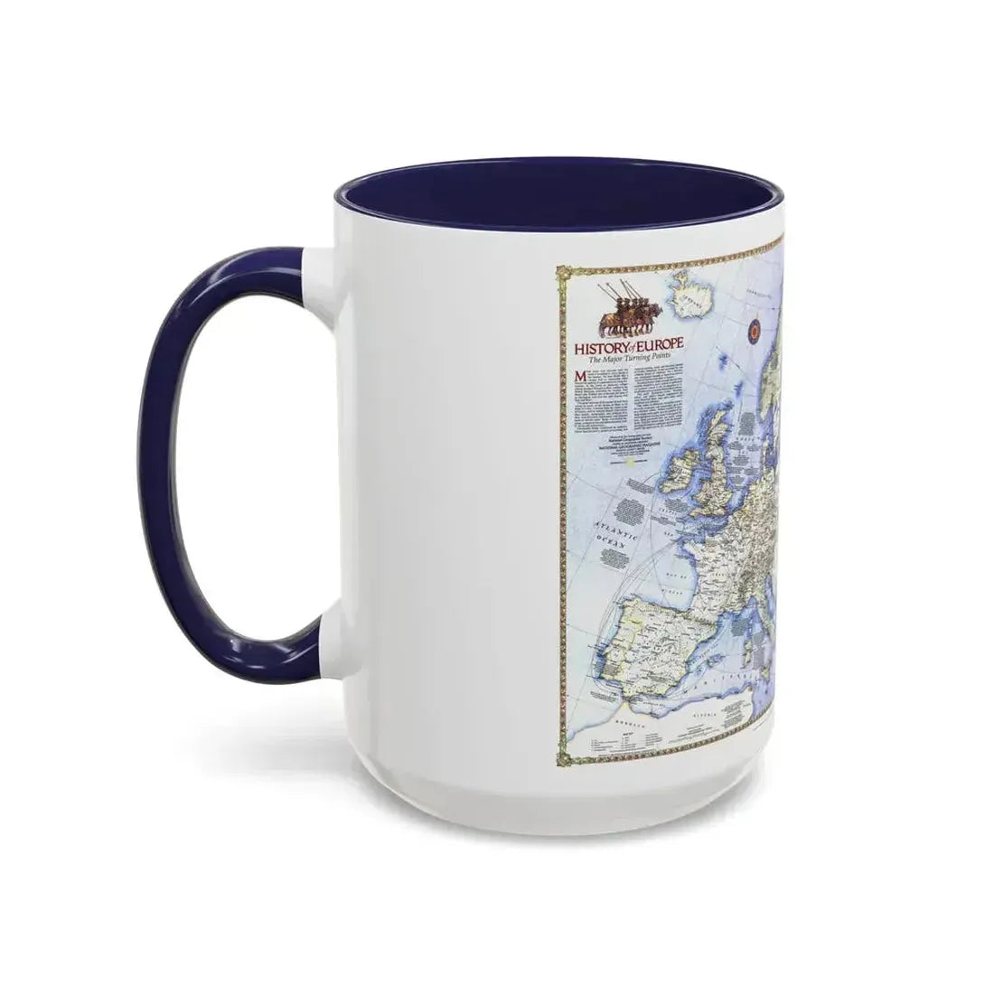 Europe - History The Major Turning Points (1983) (Map) Accent Coffee Mug - Go Mug Yourself