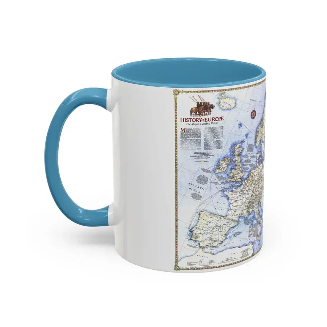 Europe - History The Major Turning Points (1983) (Map) Accent Coffee Mug - Go Mug Yourself