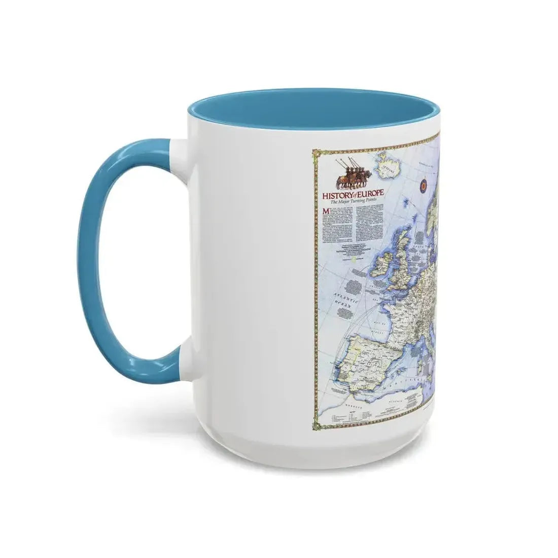 Europe - History The Major Turning Points (1983) (Map) Accent Coffee Mug - Go Mug Yourself