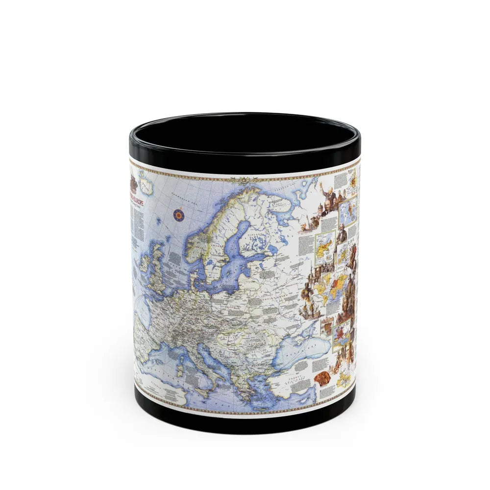 Europe - History The Major Turning Points (1983) (Map) Black Coffee Mug-11oz-Go Mug Yourself