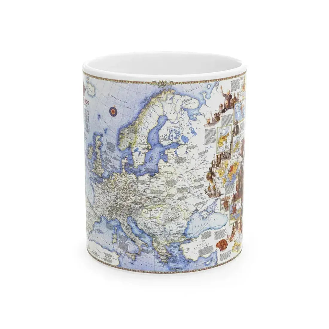 Europe - History The Major Turning Points (1983) (Map) White Coffee Mug 11oz - Go Mug Yourself