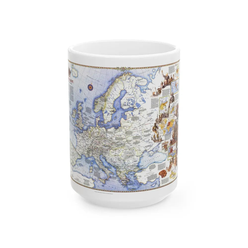 Europe - History The Major Turning Points (1983) (Map) White Coffee Mug-15oz-Go Mug Yourself