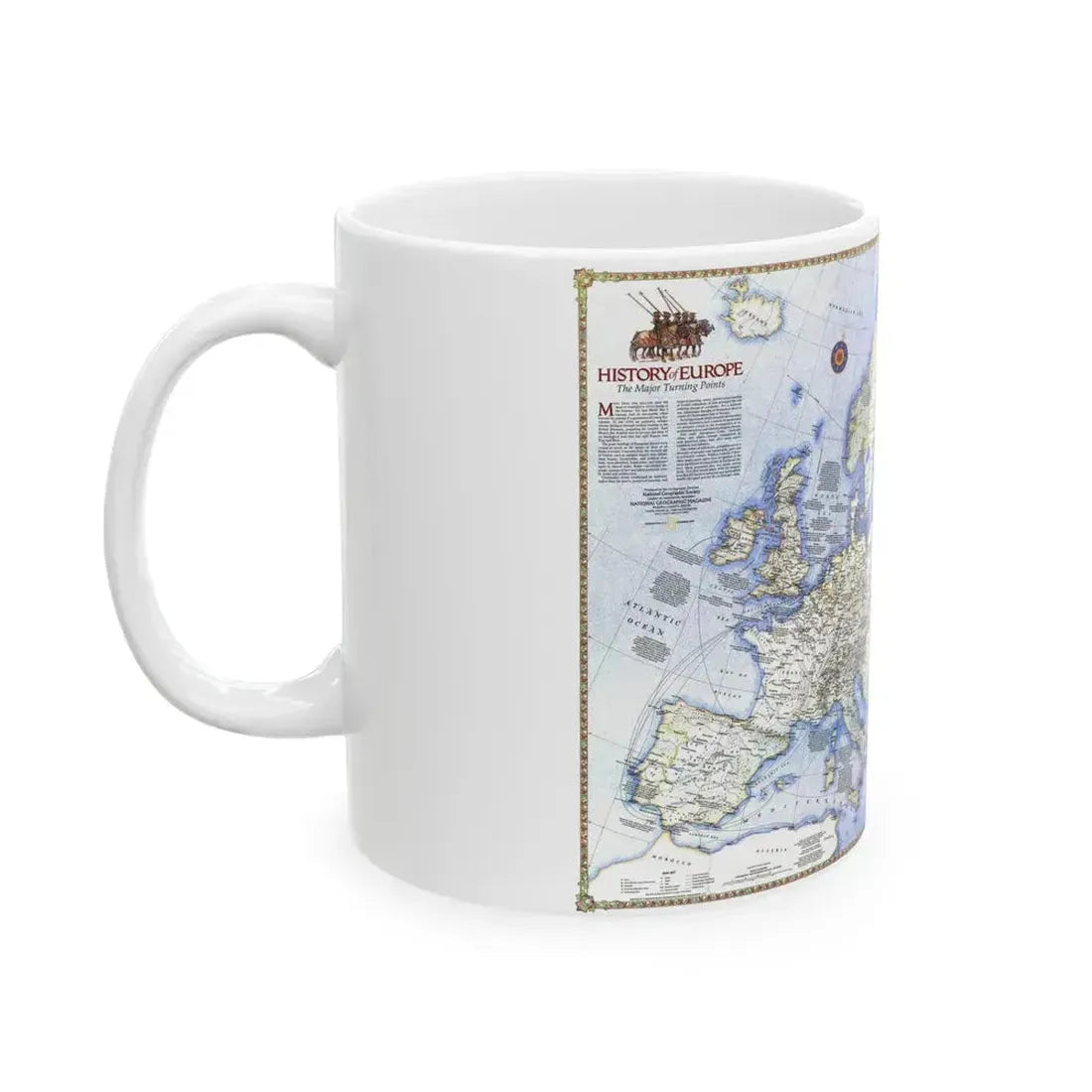 Europe - History The Major Turning Points (1983) (Map) White Coffee Mug - Go Mug Yourself