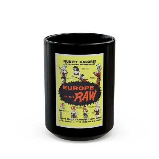 EUROPE IN THE RAW 1963 Movie Poster - Black Coffee Mug 15oz - Go Mug Yourself