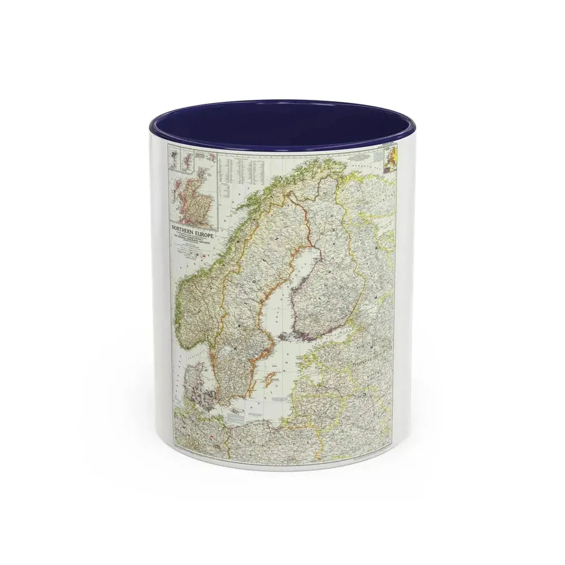 Europe, Northern (1954) (Map) Accent Coffee Mug 11oz Navy - Go Mug Yourself