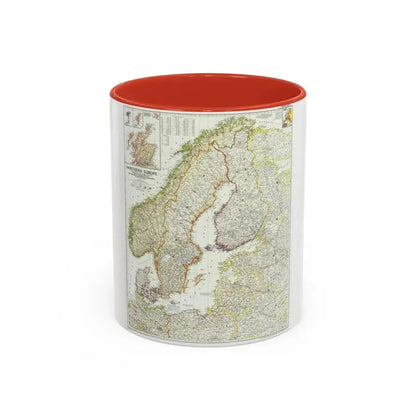 Europe, Northern (1954) (Map) Accent Coffee Mug 11oz Red - Go Mug Yourself