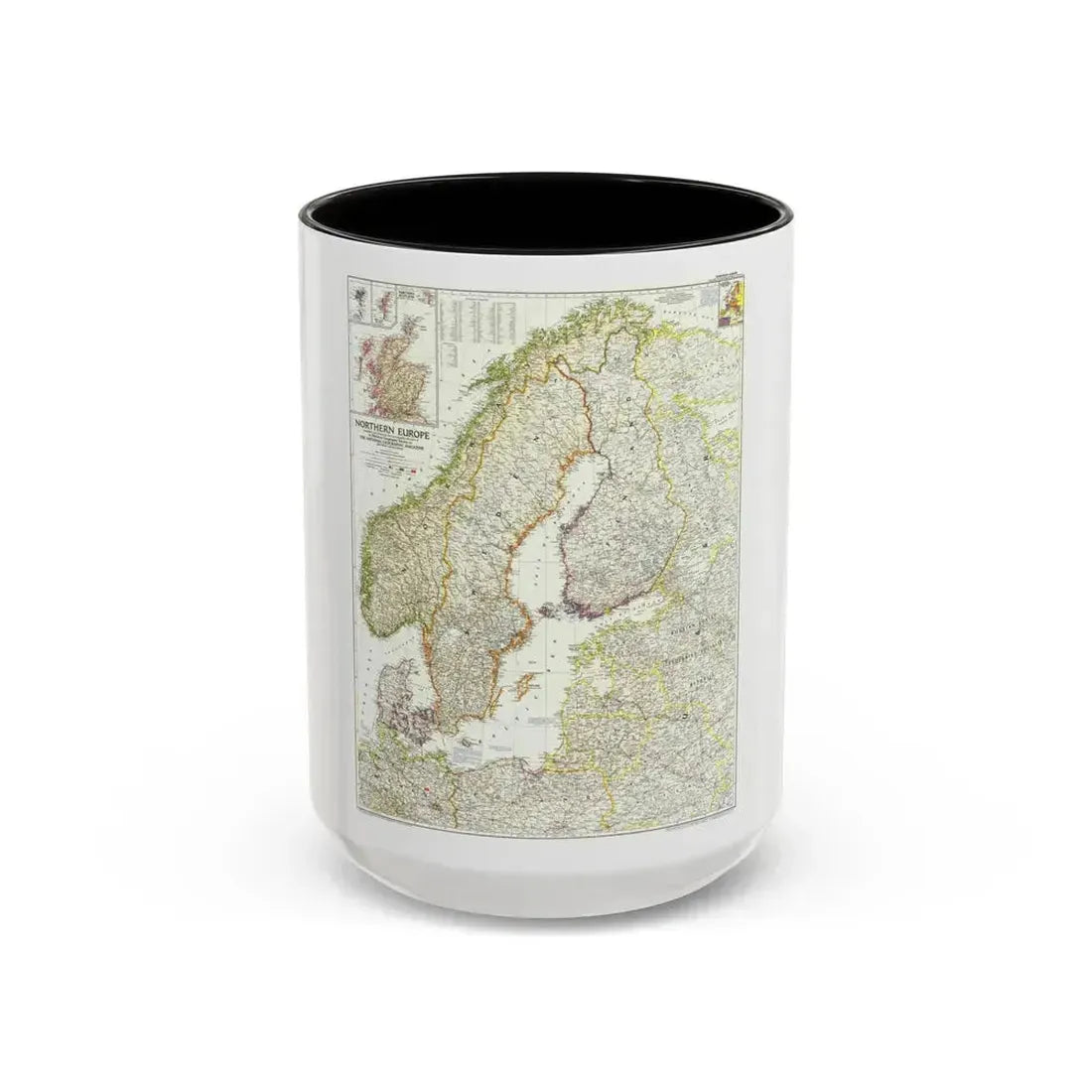 Europe, Northern (1954) (Map) Accent Coffee Mug 15oz Black - Go Mug Yourself