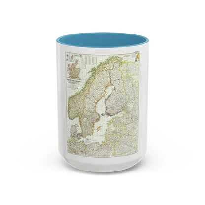 Europe, Northern (1954) (Map) Accent Coffee Mug 15oz Light Blue - Go Mug Yourself