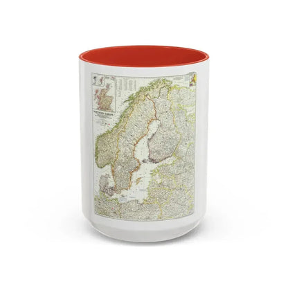 Europe, Northern (1954) (Map) Accent Coffee Mug 15oz Red - Go Mug Yourself