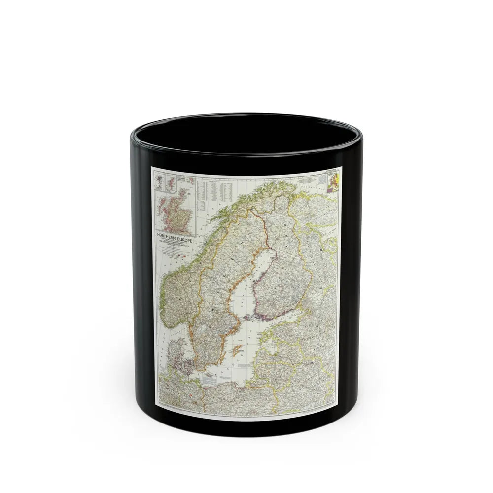 Europe, Northern (1954) (Map) Black Coffee Mug-11oz-Go Mug Yourself