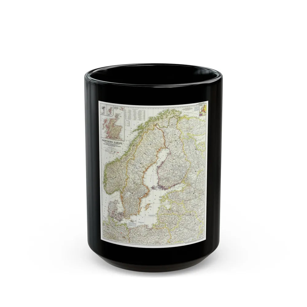 Europe, Northern (1954) (Map) Black Coffee Mug-15oz-Go Mug Yourself