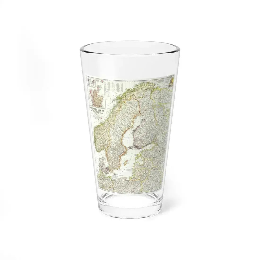 Europe, Northern (1954) (Map) Pint Glass 16oz 16oz - Go Mug Yourself