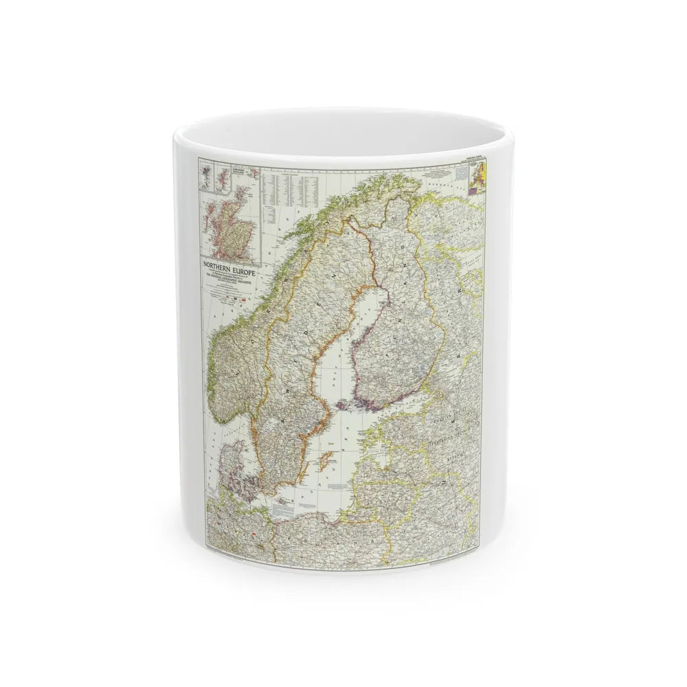 Europe, Northern (1954) (Map) White Coffee Mug-11oz-Go Mug Yourself