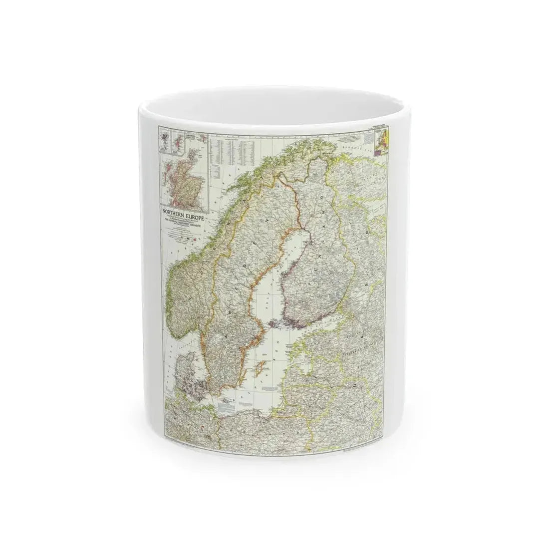 Europe, Northern (1954) (Map) White Coffee Mug 11oz - Go Mug Yourself
