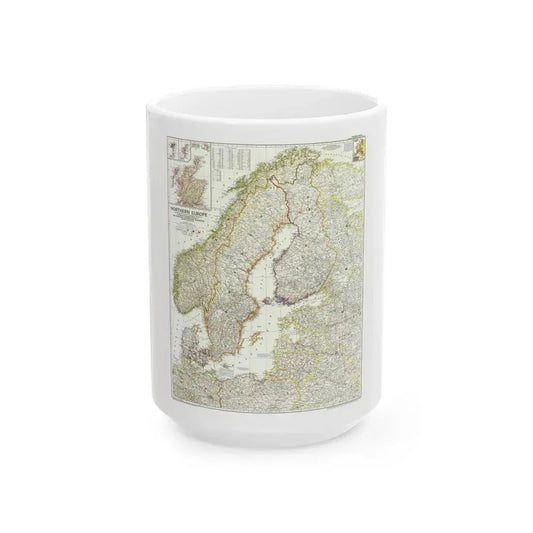 Europe, Northern (1954) (Map) White Coffee Mug 15oz - Go Mug Yourself