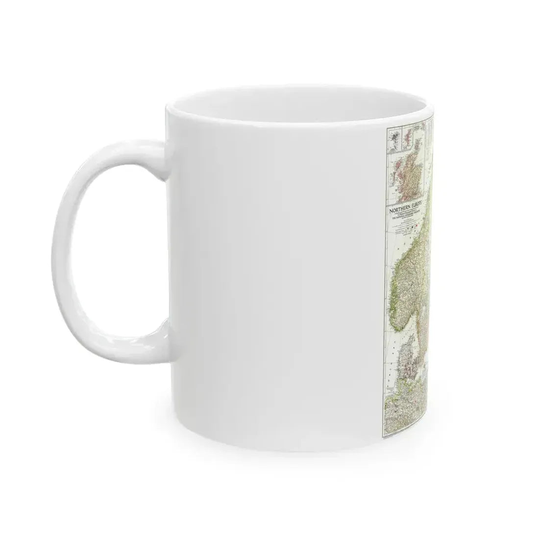 Europe, Northern (1954) (Map) White Coffee Mug - Go Mug Yourself