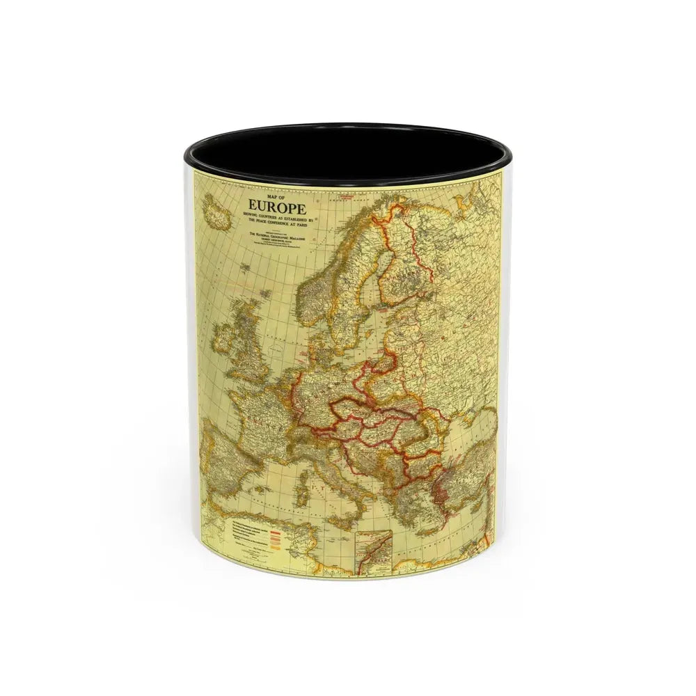 Europe, Peace Conference at Paris (1920) (Map) Accent Coffee Mug 11oz Black - Go Mug Yourself