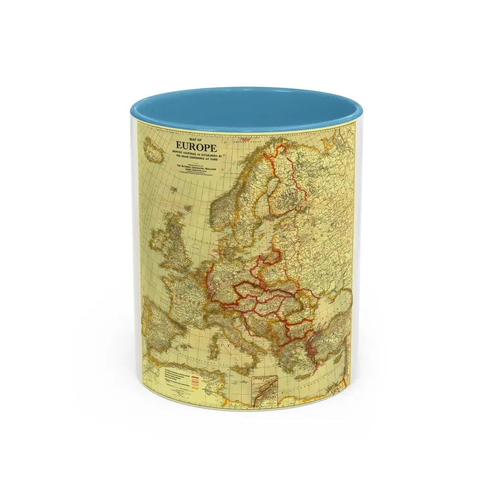 Europe, Peace Conference at Paris (1920) (Map) Accent Coffee Mug 11oz Light Blue - Go Mug Yourself