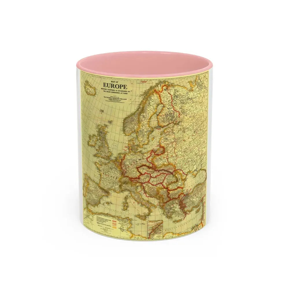Europe, Peace Conference at Paris (1920) (Map) Accent Coffee Mug 11oz Pink - Go Mug Yourself