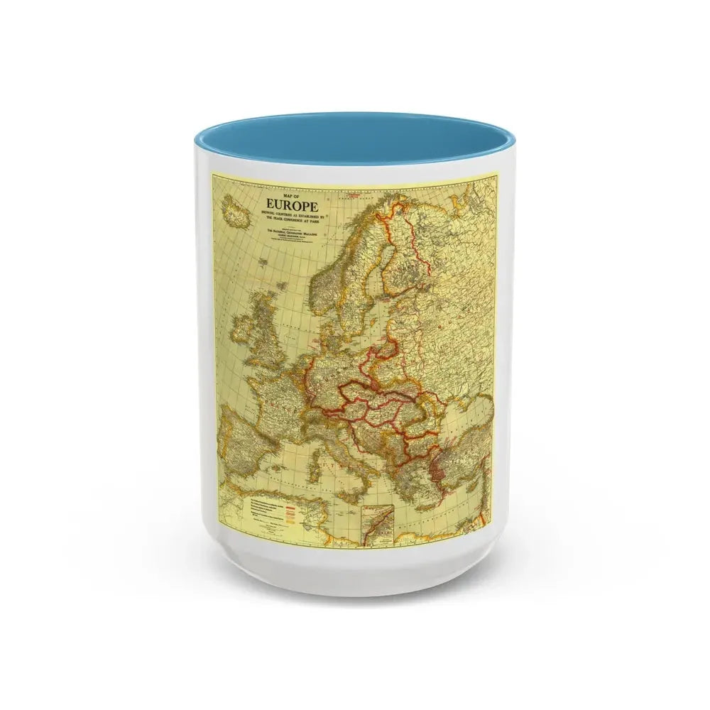 Europe, Peace Conference at Paris (1920) (Map) Accent Coffee Mug 15oz Light Blue - Go Mug Yourself