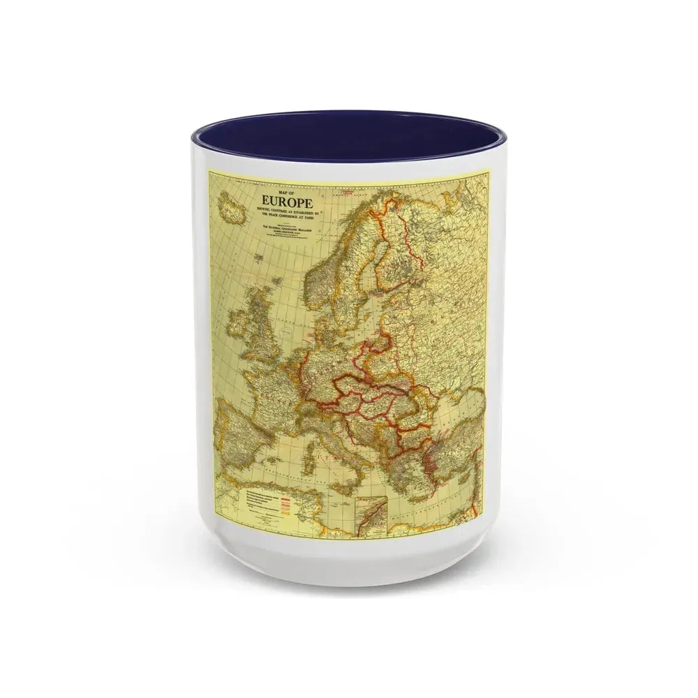 Europe, Peace Conference at Paris (1920) (Map) Accent Coffee Mug 15oz Navy - Go Mug Yourself