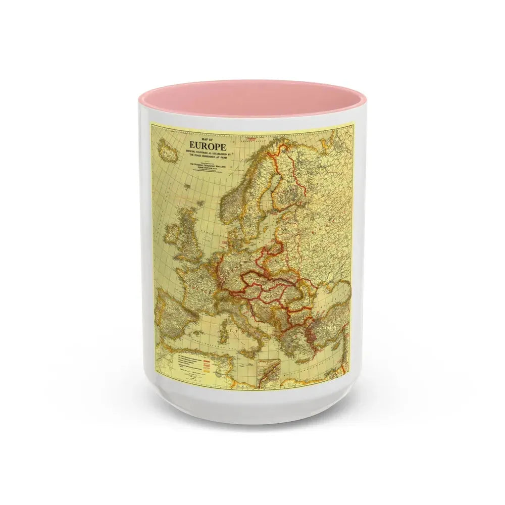 Europe, Peace Conference at Paris (1920) (Map) Accent Coffee Mug 15oz Pink - Go Mug Yourself