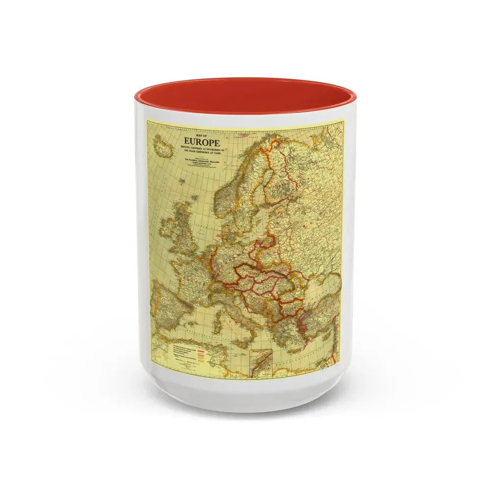 Europe, Peace Conference at Paris (1920) (Map) Accent Coffee Mug 15oz Red - Go Mug Yourself