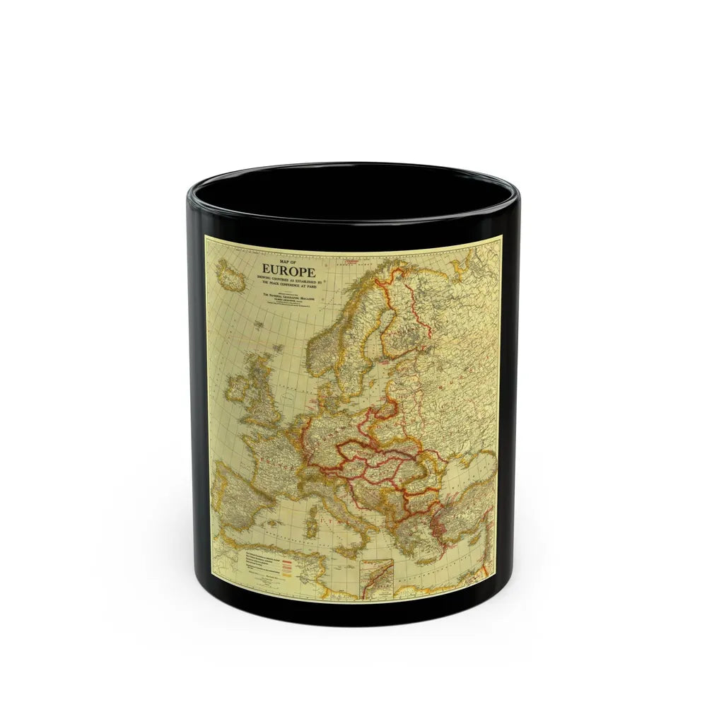 Europe, Peace Conference at Paris (1920) (Map) Black Coffee Mug-11oz-Go Mug Yourself