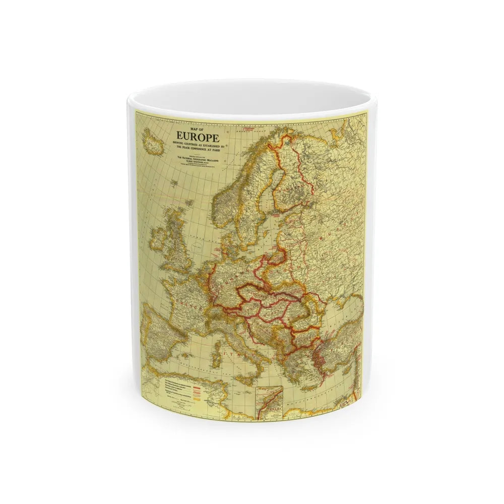 Europe, Peace Conference at Paris (1920) (Map) White Coffee Mug-11oz-Go Mug Yourself