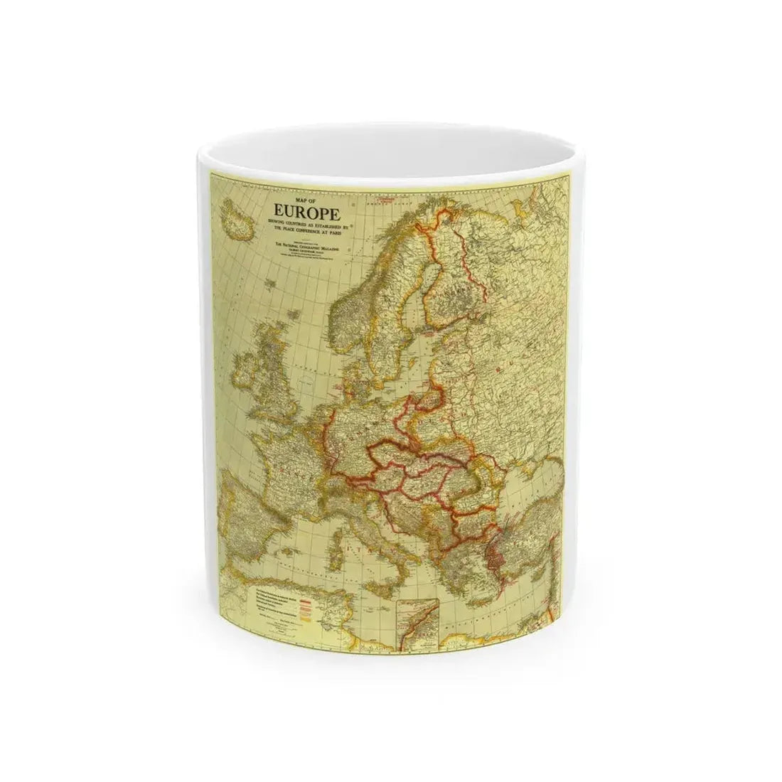 Europe, Peace Conference at Paris (1920) (Map) White Coffee Mug 11oz - Go Mug Yourself