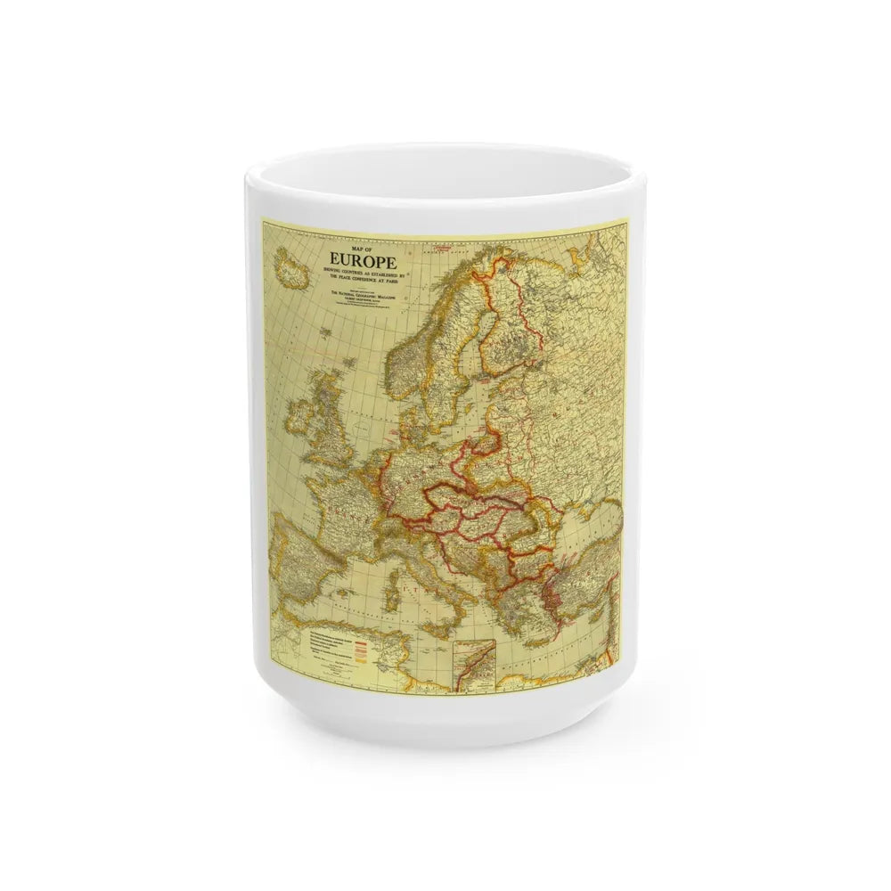 Europe, Peace Conference at Paris (1920) (Map) White Coffee Mug-15oz-Go Mug Yourself